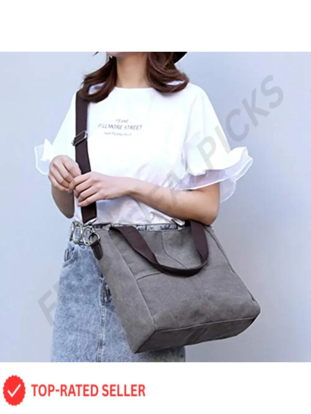 Canvas Tote Bag Shoulder Crossbody Work Purses Travel Satchel